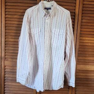 Roper Cream and Red Striped Button-Down Shirt